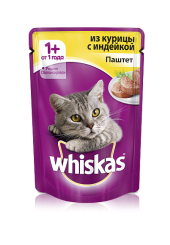 Whiskas для кошек паштет из курицы с индейкой 85 гр.